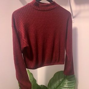 Red Long Sleeve Crop Top